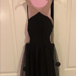 Black Tulle Dress w Sheer Jeweled Back/Sides/Chest